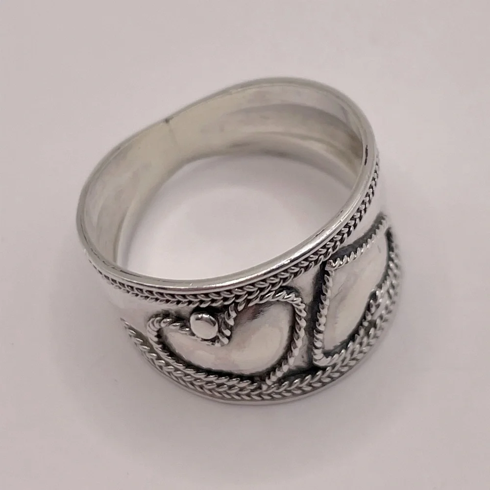 VINTAGE Sterling Silver Double Heart Ring